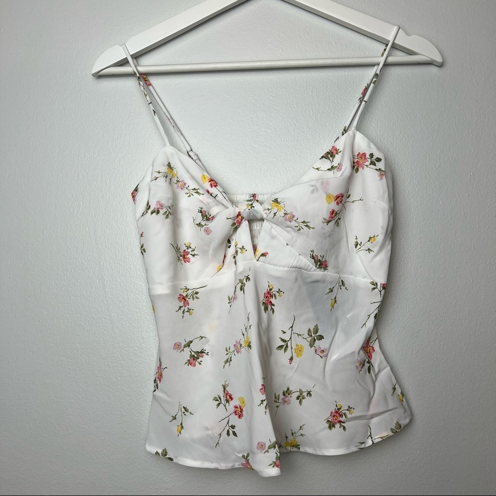 Abercrombie cami ruched front tie floral top